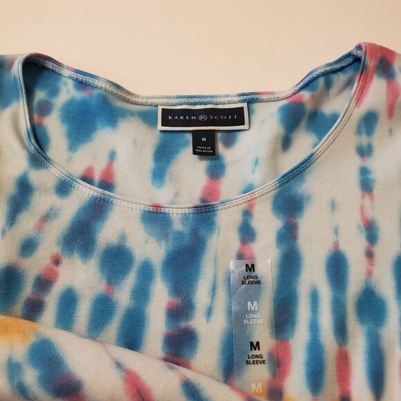Karen Scott Women's Tie Dye Long sleeve Round neck t-shirt 100% Cotton size M. - Picture 11 of 11